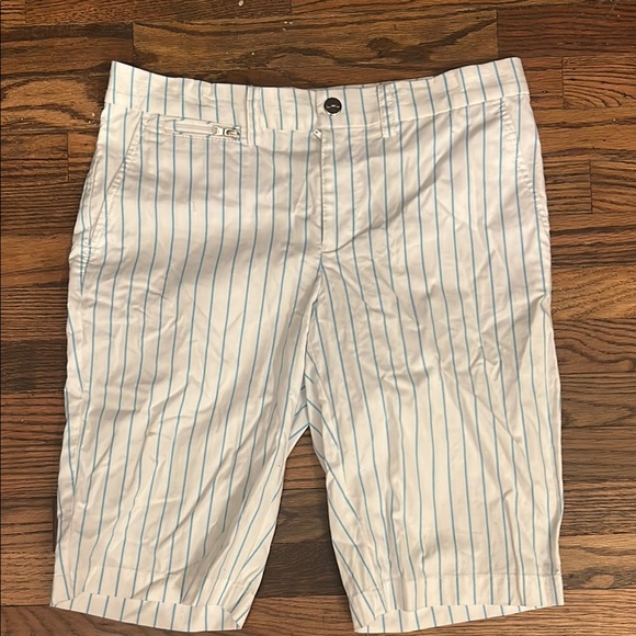 Ralph Lauren Pants - Ralph Lauren Blue and White Flat Front Shorts for Semi-Formal Occasions